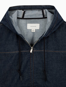 Buy 남성 린스 데님 집업 후디 자켓 in color Dark Blue