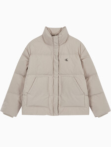 Buy 여성 숏랭스 스탠드 카라 푸퍼 다운 재킷 in color BROWN