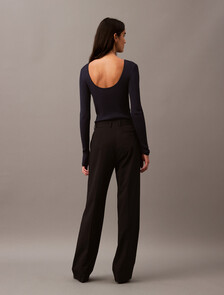 Buy 여성 비스코스 나일론 롱슬리브 스웨터 in color BLACK