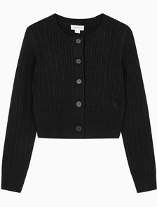 Buy 여성 크롭 케이블 가디건 in color CK BLACK