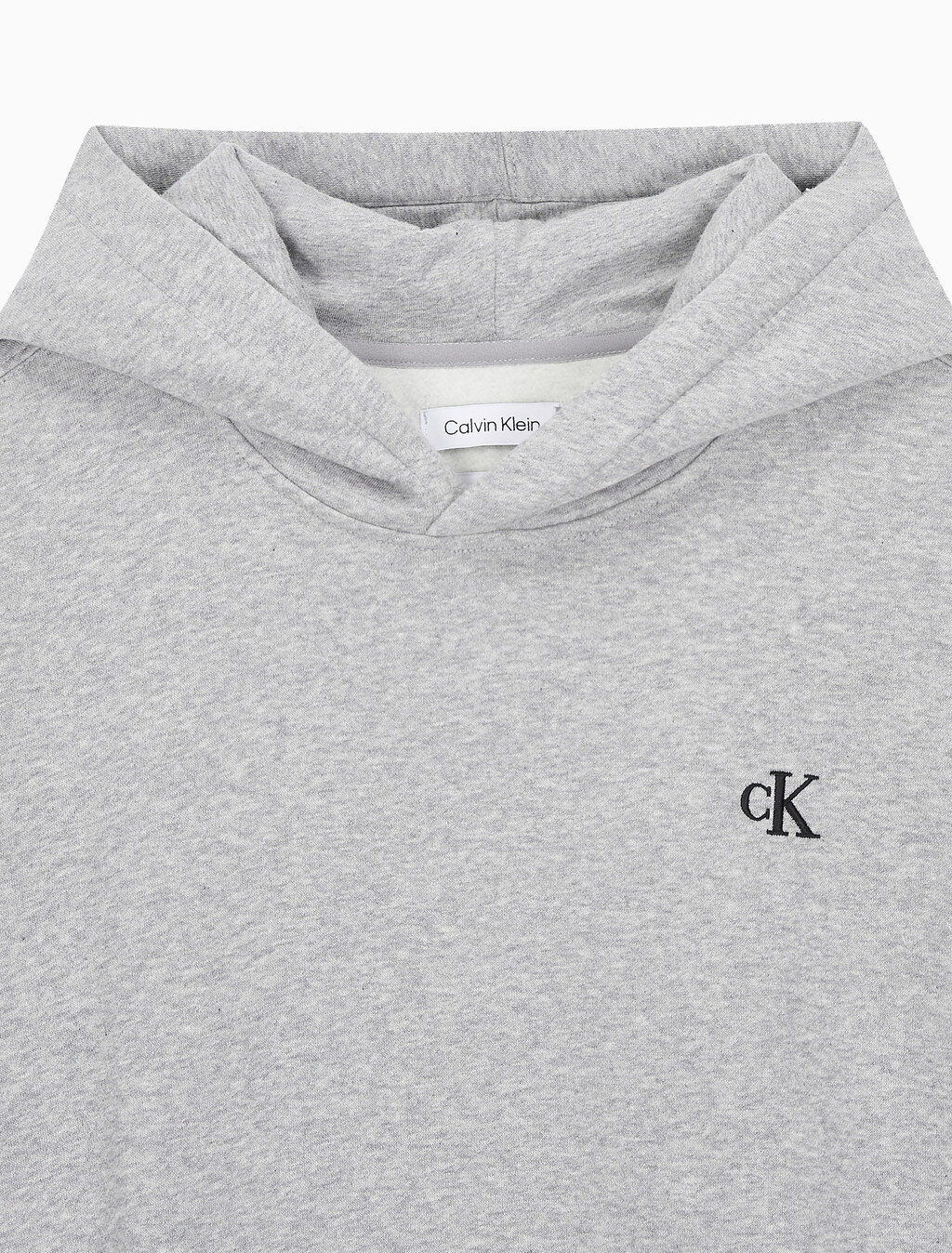 Buy 남성 아카이브 릴렉스핏 CK 스몰 로고 기모 후디 in color GREY HEATHER