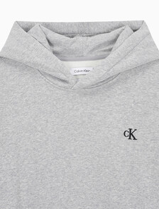 Buy 남성 아카이브 릴렉스핏 CK 스몰 로고 기모 후디 in color GREY HEATHER