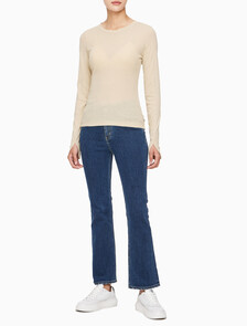 Buy 여성 쉬어 롱슬리브 탑 in color PALE KHAKI