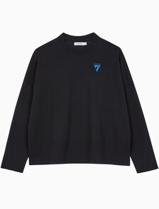Buy [손흥민 캡슐] 남성 박시 롱슬리브 티셔츠 in color BLACK BEAUTY