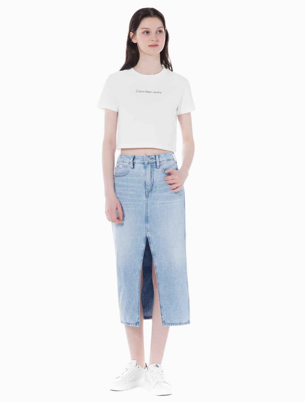 Buy 여성 맥시 데님 스커트 in color CHALKY BLUE