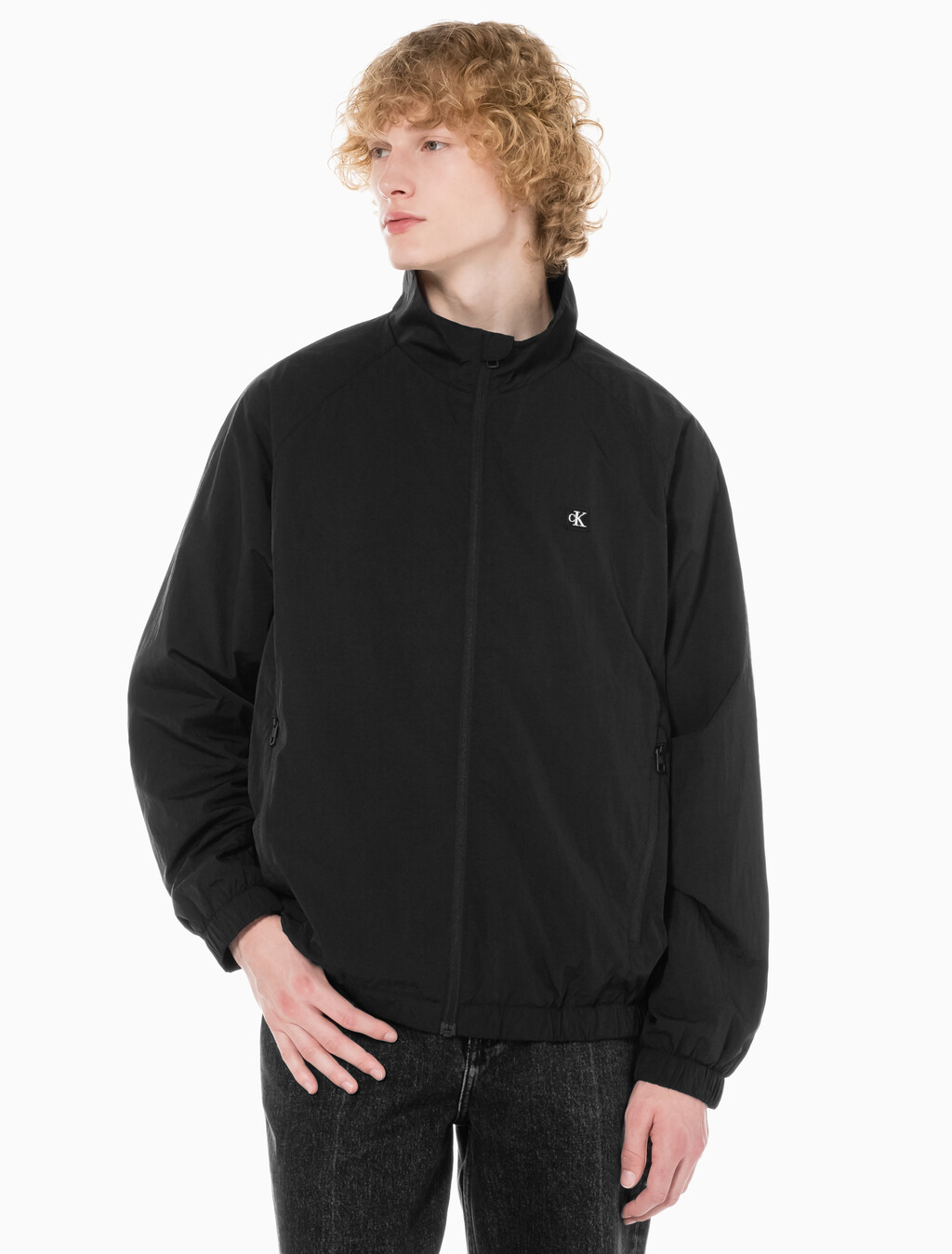 Buy 남성 에센셜 스텐드 넥 자켓 in color CK BLACK