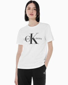 Buy 여성 스트레이트핏 모노그램로고 크루넥 반팔 티셔츠 in color BRIGHT WHITE