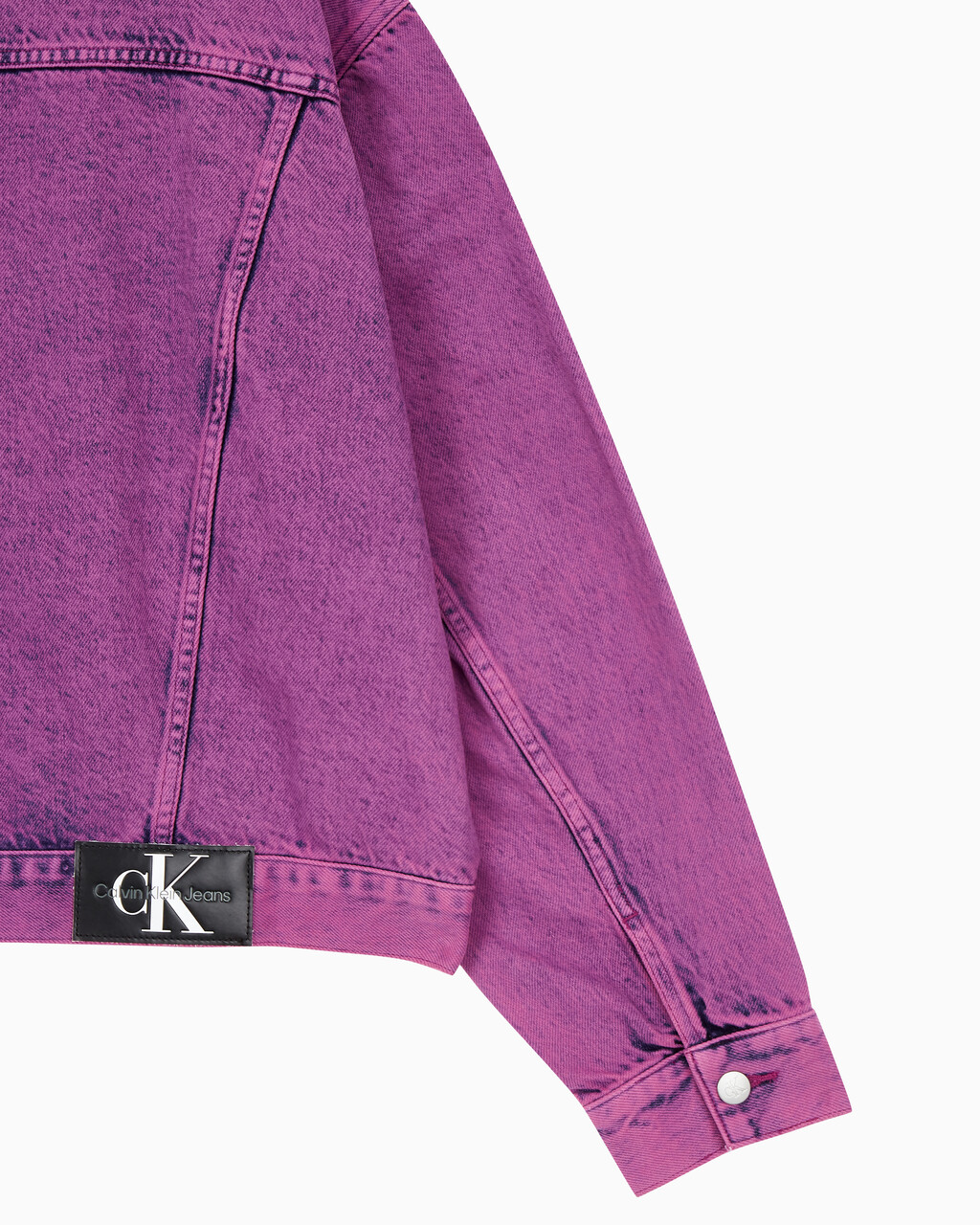 Buy 남성 박시 데님 자켓 in color MID BLUE BACK EMBRO