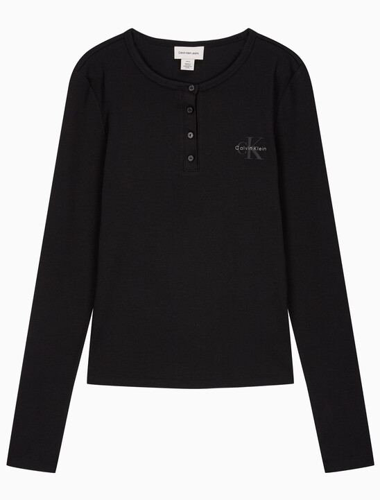 여성 모노그램 롱슬리브 헨리넥 티셔츠