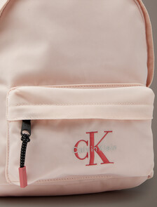 Buy 여성 볼드 로고 나일론 스몰 라운드 백팩 in color Pink