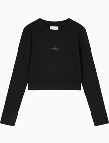 Buy 여성 롱슬리브 모노그램 베이비 티 in color CK BLACK
