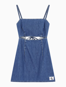 Buy 여성 컷 아웃 드레스 in color MID BLUE BACK EMBRO
