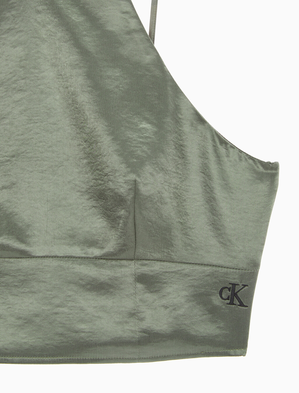 Buy 여성 사틴 스트랩피 탑 in color DUSTY OLIVE