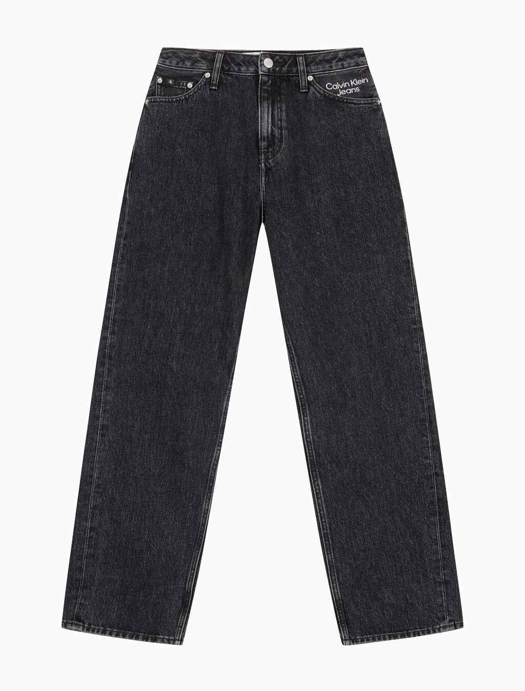 Buy 여성 90's 스트레이트핏 블랙 데님 in color WASHED BLACK LOGO LACE