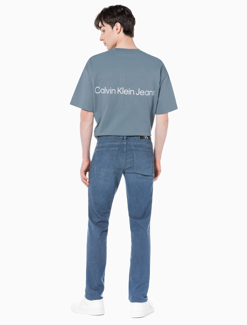 Buy 남성 바디핏 블루그레이 데님 in color GREY STEPPED RELEASE HEM