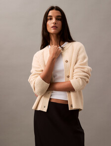 Buy 여성 롱슬리브 라운드넥 가디건 in color LINEN