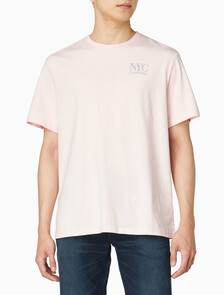 Buy 남성 NYC 백 로고 자수 반팔 티셔츠 in color LIGHT PINK