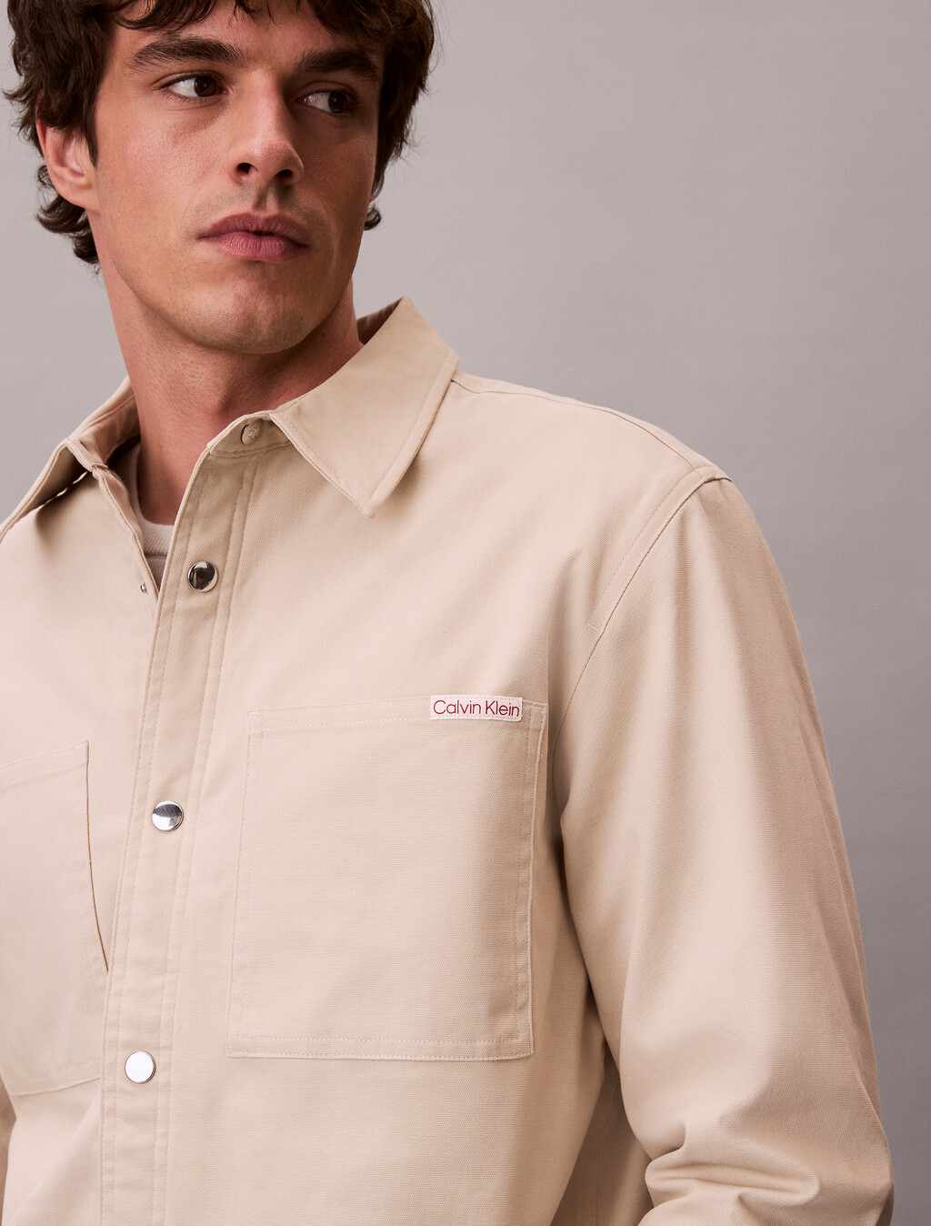 Buy 남성 메트 캔버스 릴랙스드 플란넬 라이닝 자켓 in color Beige