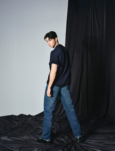 Buy 남성 배기핏 다크블루 CK 데님 in color DARK BLUE