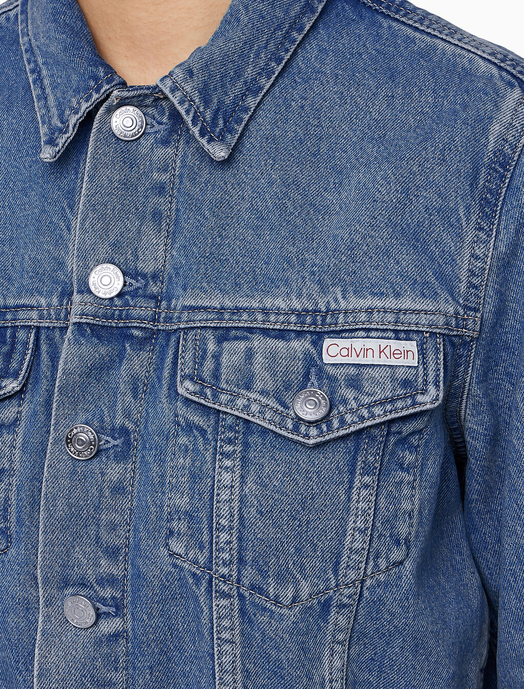 Buy 여성 90's 크롭 데님 자켓 in color MID BLUE BACK EMBRO