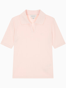 Buy 여성 슬림핏 브이넥 폴로 in color LIGHT PINK