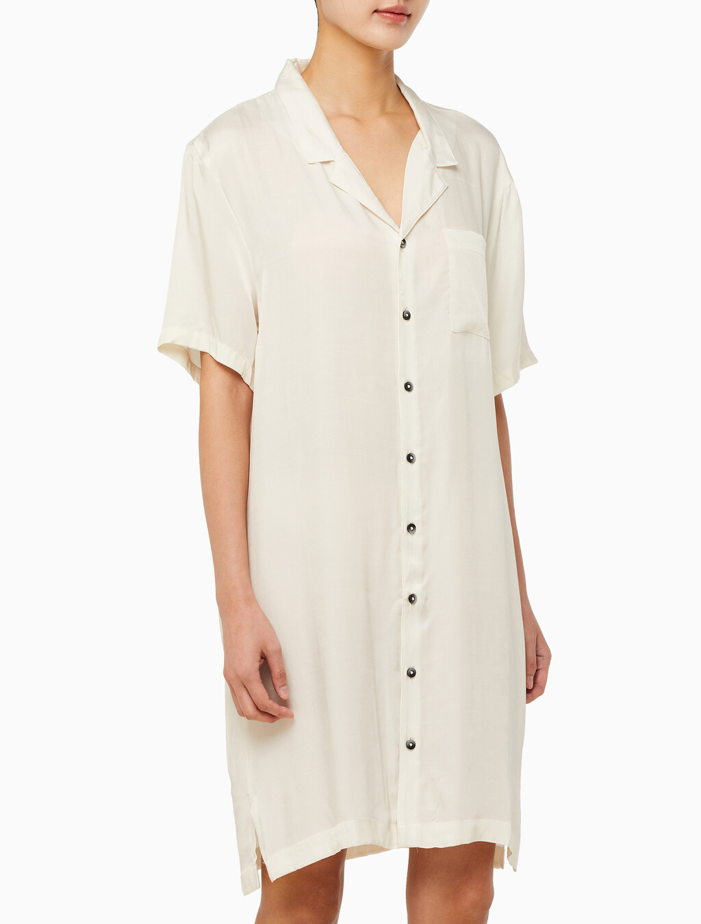 Buy 여성 퓨어쉰 숏 슬리브 나이트셔츠 in color IVORY