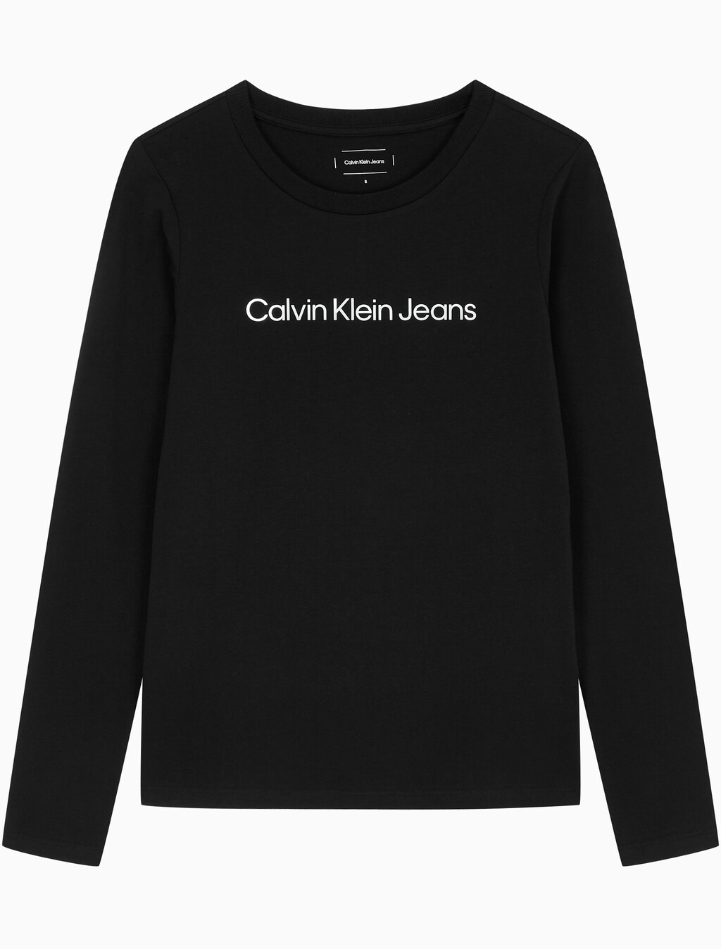 Buy 여성 인스티튜셔널 로고 스트레이트핏 긴팔 티셔츠 in color CK BLACK