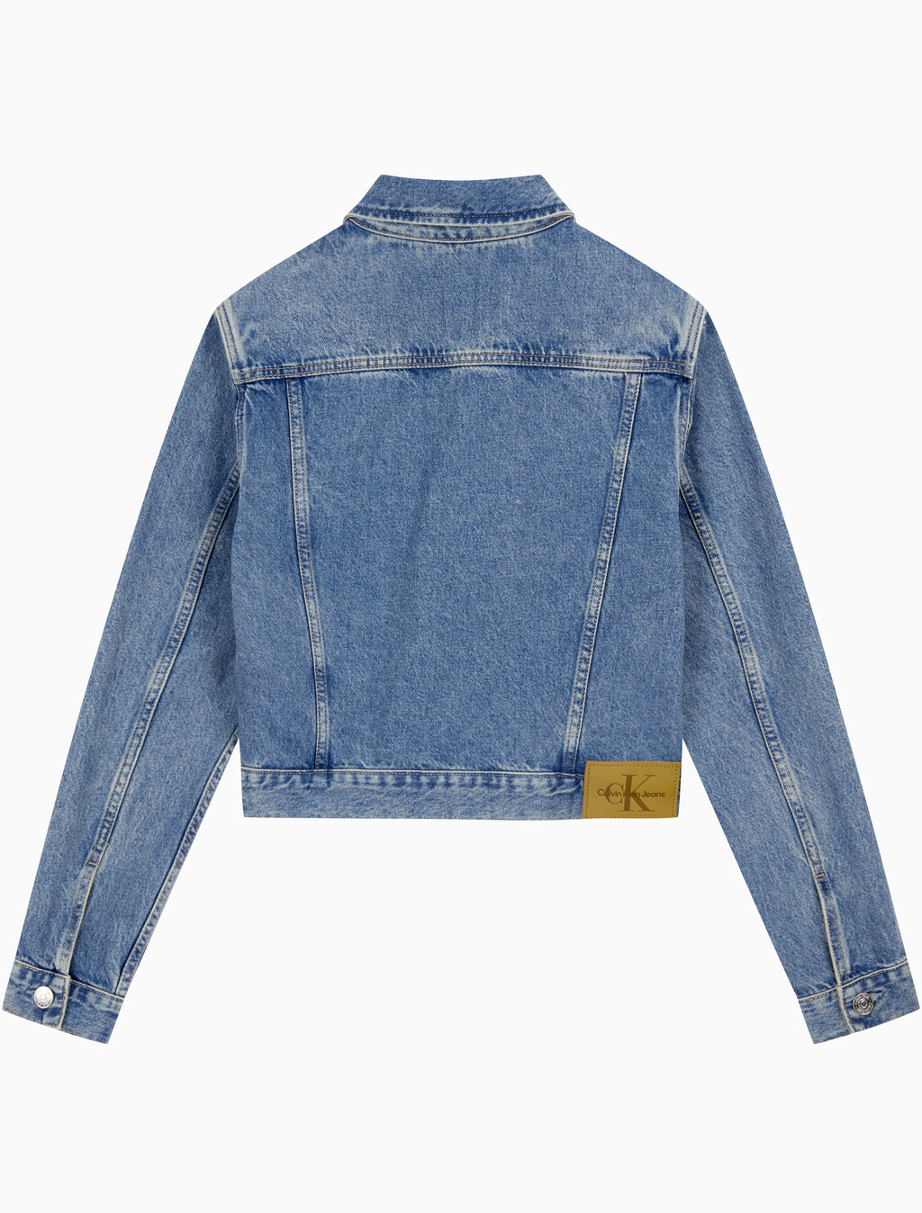 Buy 여성 90's 크롭 데님 자켓 in color MID BLUE BACK EMBRO