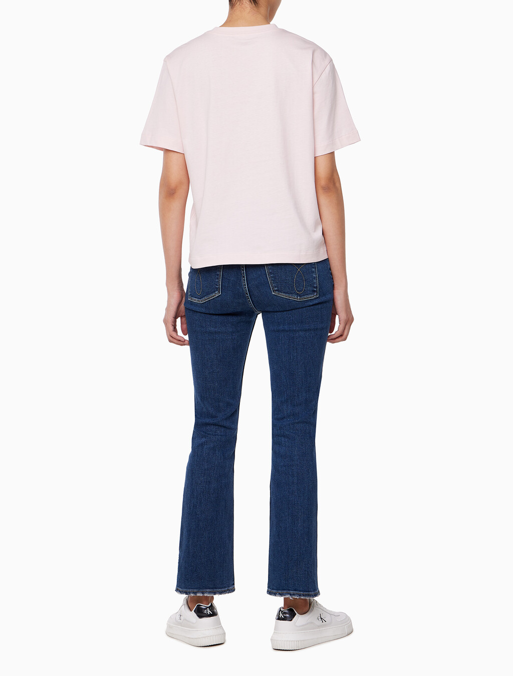 Buy 여성 박시 캘빈클라인 바시티 반팔 티셔츠 in color NYMPHS THIGH