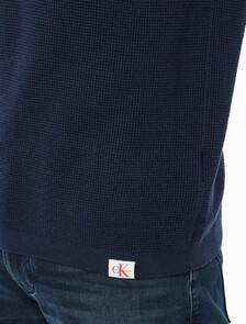 Buy 코튼 와플 폴로 칼라 스웨터 in color DARK SAPPHIRE