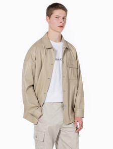 Buy 남성 릴렉스핏 매트 오버 셔츠 in color BEIGE