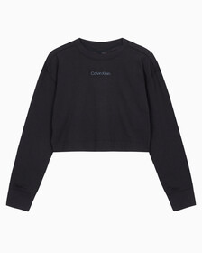 Buy 여성 에센셜 크롭 긴팔 티셔츠 in color BLACK