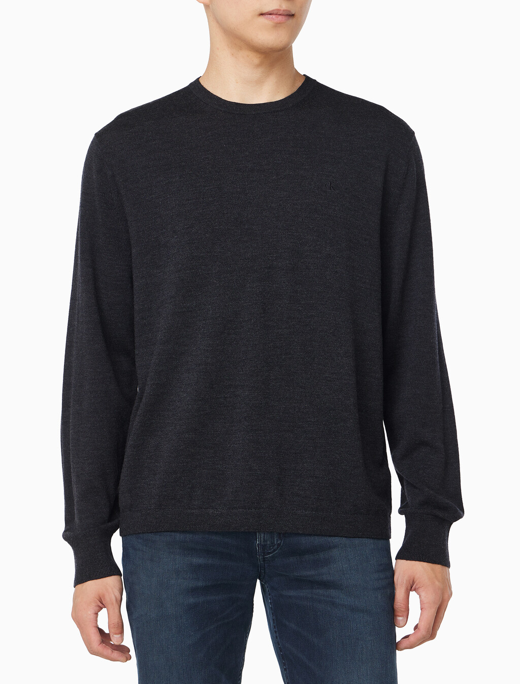 Buy 남성 메리노 울 크루넥 스웨터 in color CHARCOAL HEATHER