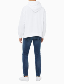 Buy 남성 아카이브 릴렉스핏 CK 스몰 로고 기모 후디 in color BRILLIANT WHITE