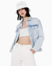 Buy 여성 오버사이즈핏 코르셋 데님 재킷 in color 028A CHALKY BLU