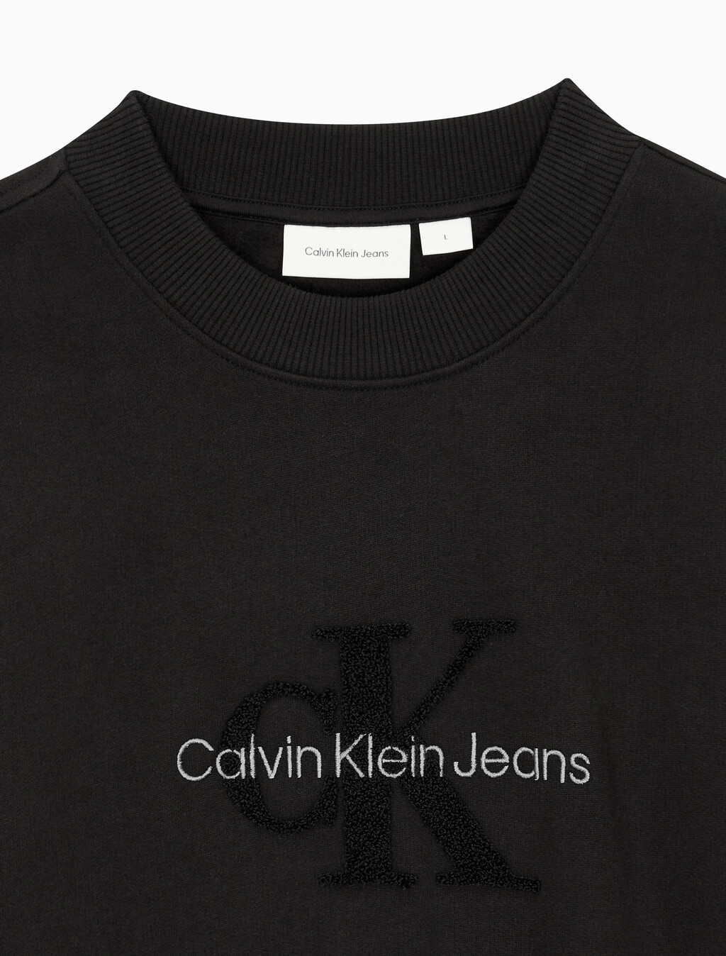 Buy 남성 셔닐 모노로고 기모 스웻셔츠 in color CK BLACK