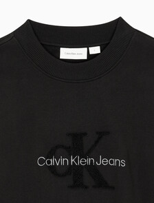 Buy 남성 셔닐 모노로고 기모 스웻셔츠 in color CK BLACK