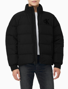 Buy 남성 셔닐 스탠드 카라 다운 푸퍼 자켓 in color BLACK