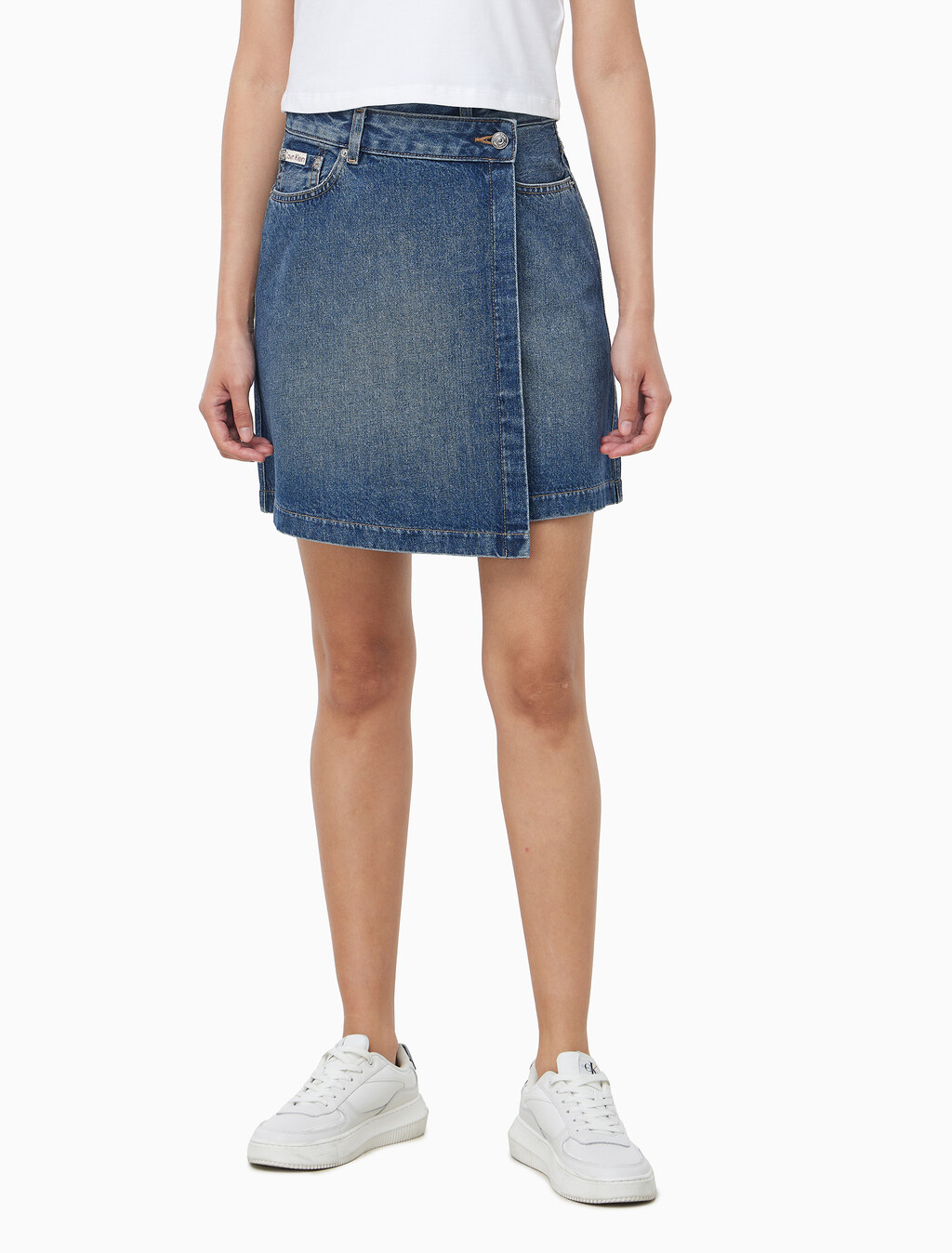 Buy 여성 데님 미니 랩 스커트 in color denim