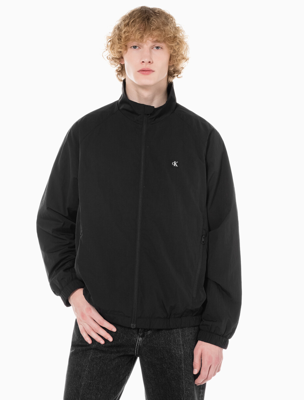 Buy 남성 에센셜 스텐드 넥 자켓 in color CK BLACK