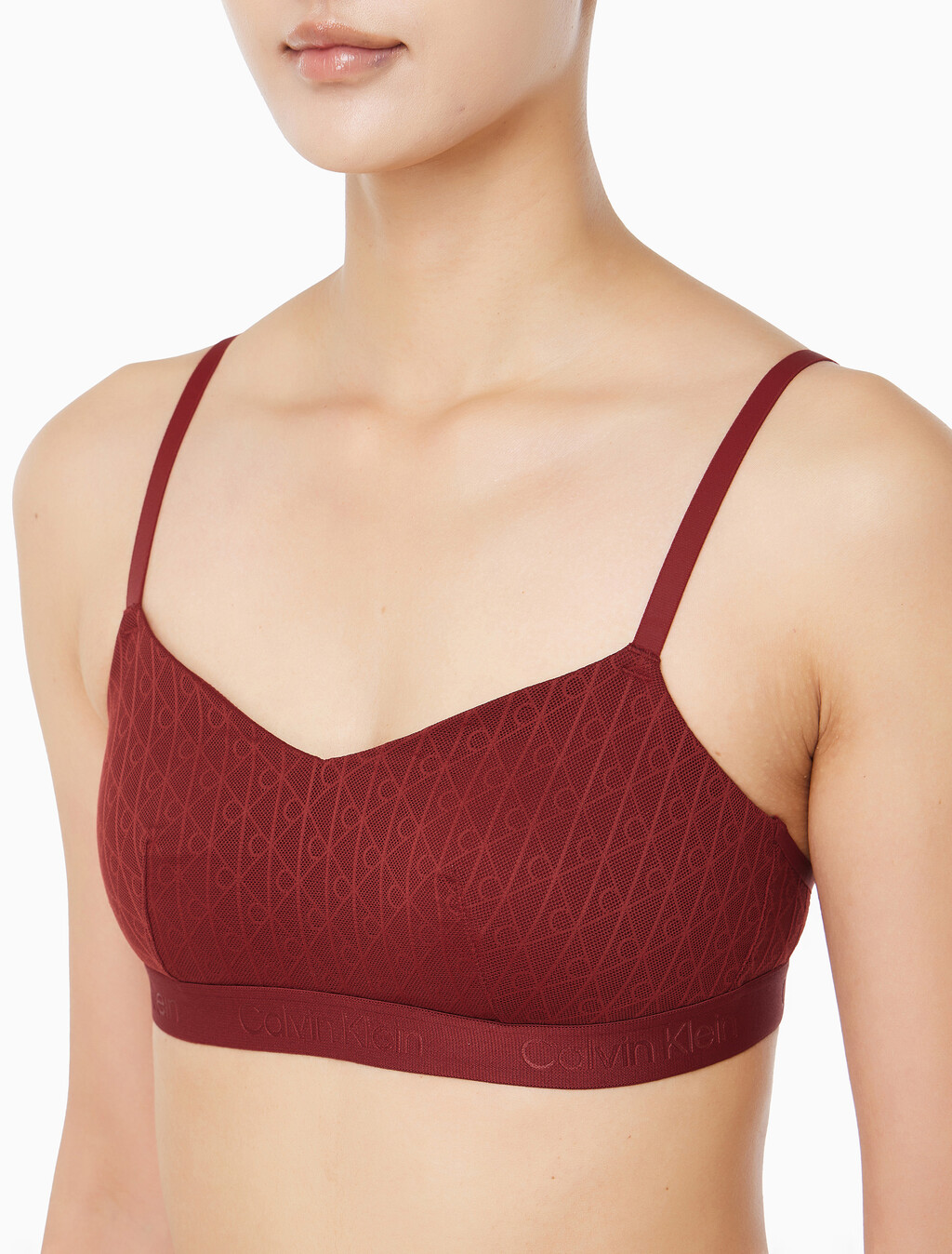 Buy 여성 스컬프트 레이스 AF 브라렛 in color Dark Red