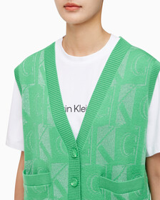Buy 여성 프리미엄 라인 메탈릭 올오버프린트 베스트 in color GREEN