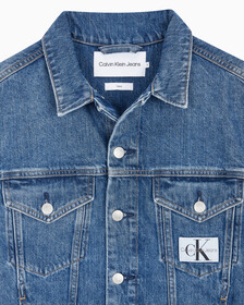 Buy 여성 모노그램 뱃지 데님 자켓 in color MID BLUE BACK EMBRO