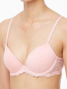 Buy 여성 센슈얼 스트레치 레이스 리프트 데미 브라 in color Pink