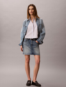 Buy 여성 팝플린 크롭 셔츠 in color Navy