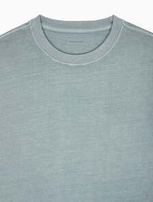 Buy 남성 오버핏 빈티지 워시 프린트 반팔 티셔츠 in color BLUE