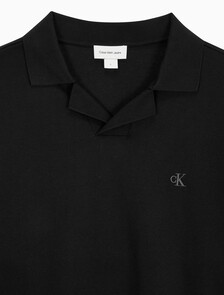 Buy 남성 릴렉스핏 헤비 저지 럭비 폴로 탑 in color CK BLACK