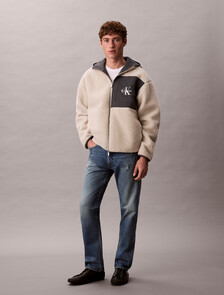 Buy 남성 셰르파 퍼널넥 풀 후드 집업 in color CHALK