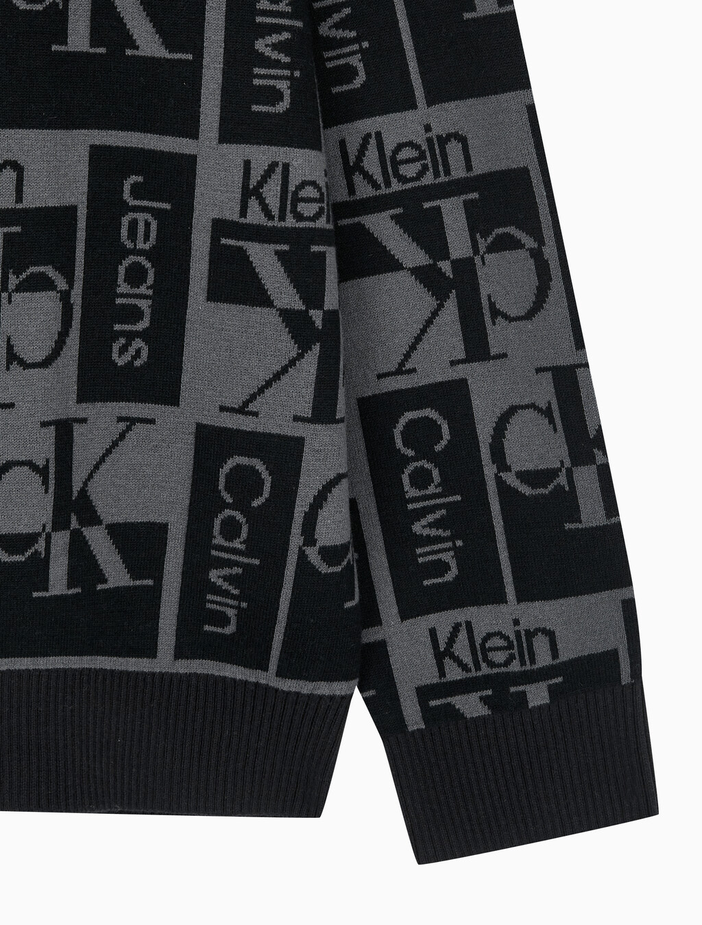 Buy 남성 릴렉스 핏 AOP 로고 스웨터 in color CK BLACK