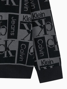 Buy 남성 릴렉스 핏 AOP 로고 스웨터 in color CK BLACK